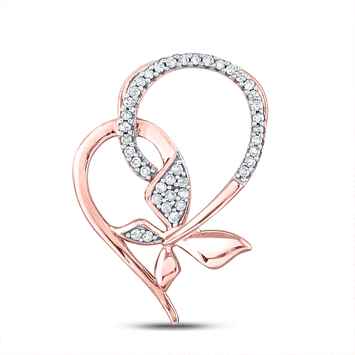 10kt Rose Gold Women's Diamond Pendant 1/10 ctw - view 2