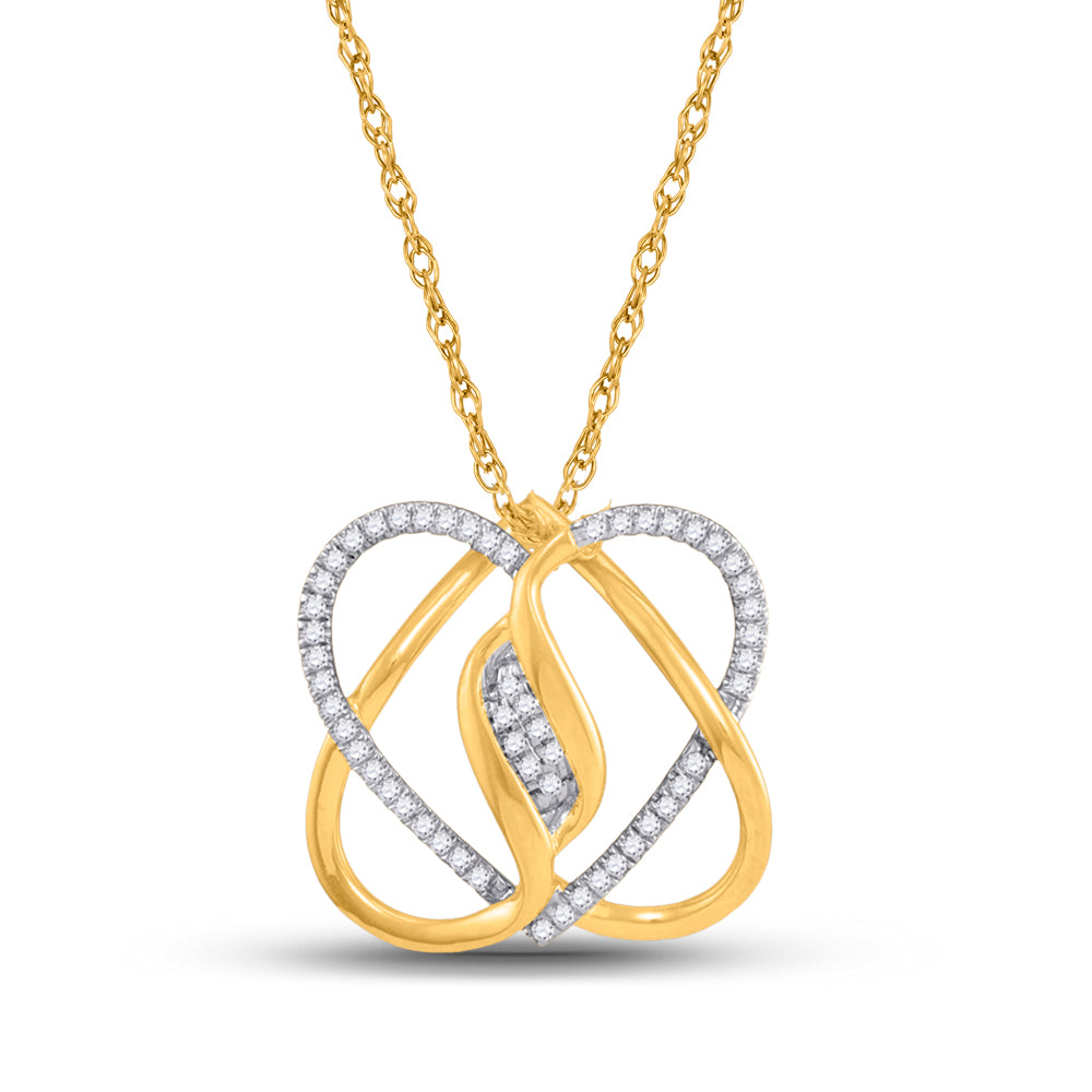 10kt Yellow Gold Women's Diamond Fashion Heart Pendant 1/6 ctw