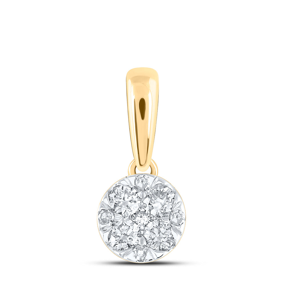 14kt Yellow Gold Women's Diamond Circle Cluster Pendant 1/4 ctw