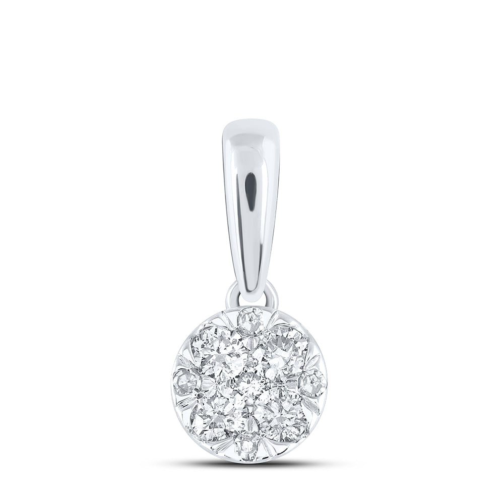 14kt White Gold Women's Diamond Fashion Cluster Pendant 1/4 ctw
