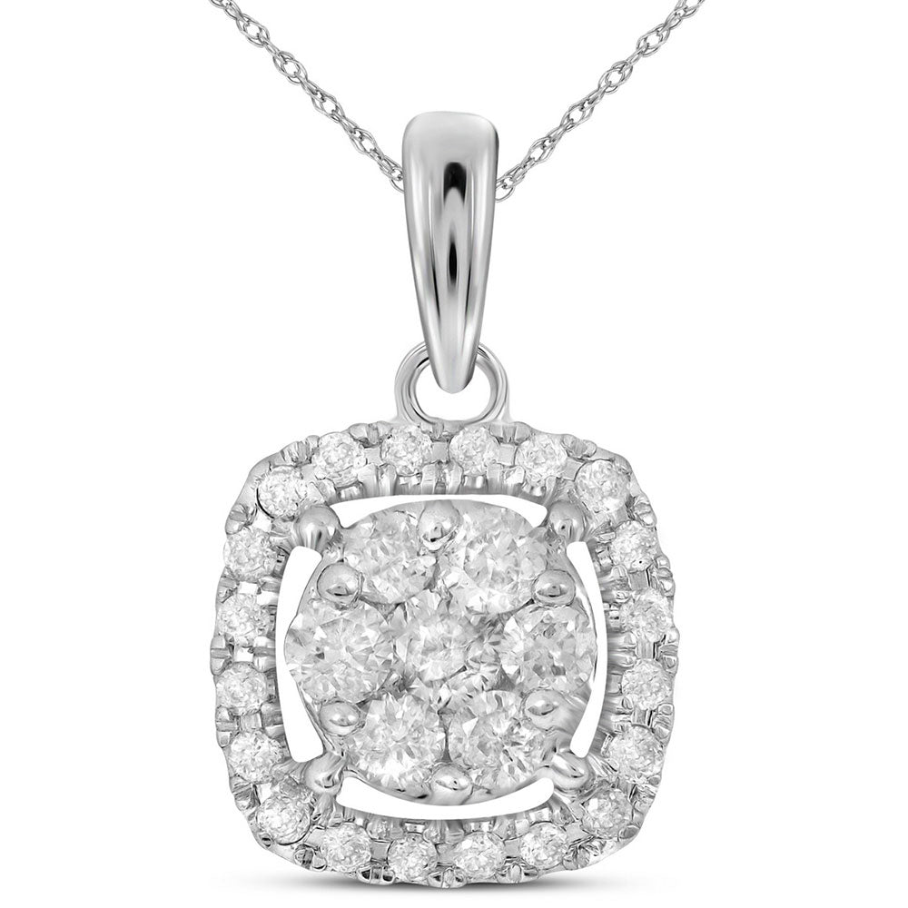 14kt White Gold Women's Diamond Pendant 1/4 ctw