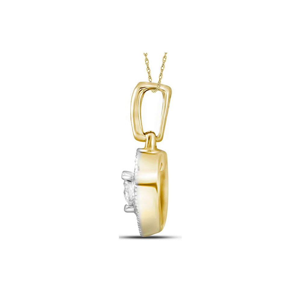 14kt Yellow Gold Women's Diamond Solitaire Heart Pendant 1/4 ctw