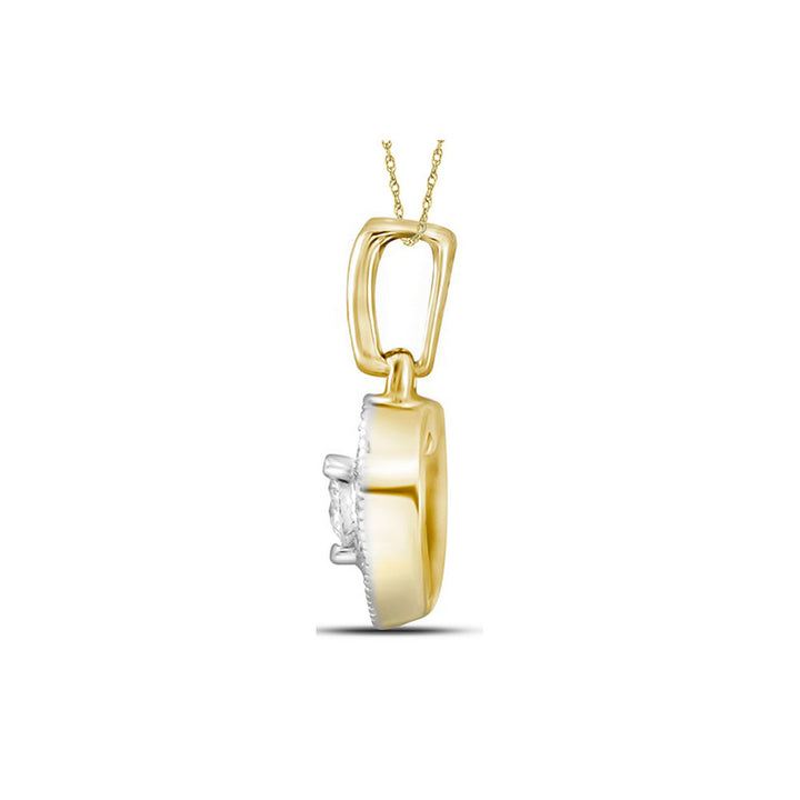 14kt Yellow Gold Women's Diamond Solitaire Heart Pendant 1/4 ctw