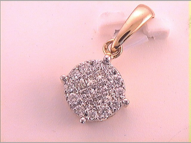 14kt Yellow Gold Women's Princess Diamond Pendant 1/4 ctw