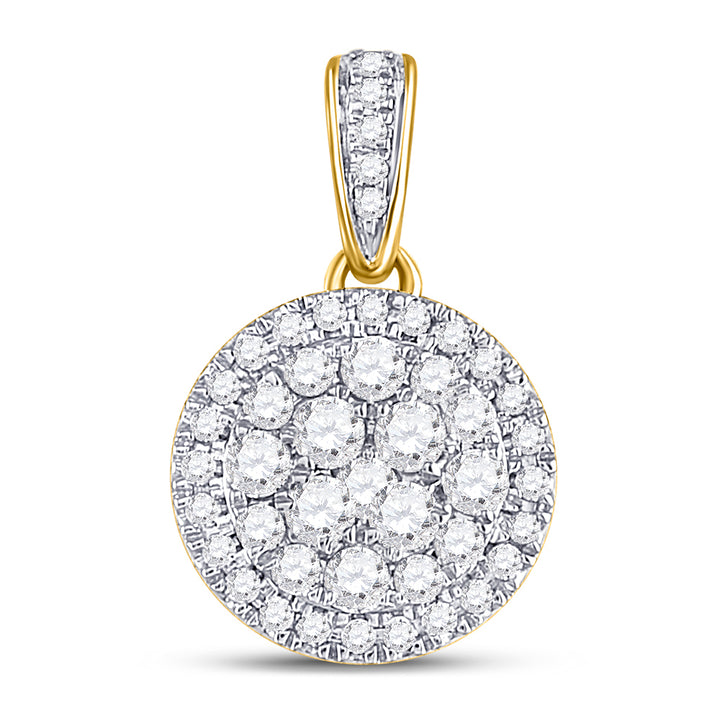 14kt Yellow Gold Women's Diamond Halo Cluster Pendant 1/2 ctw - view 2