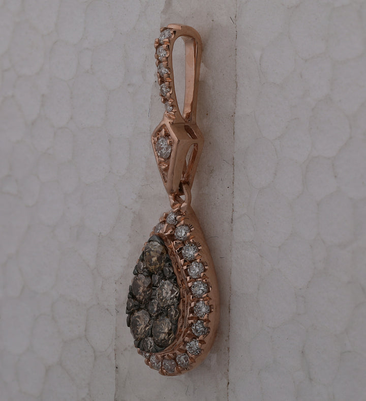 14kt Rose Gold Women's Brown Diamond Pendant 1/2 ctw