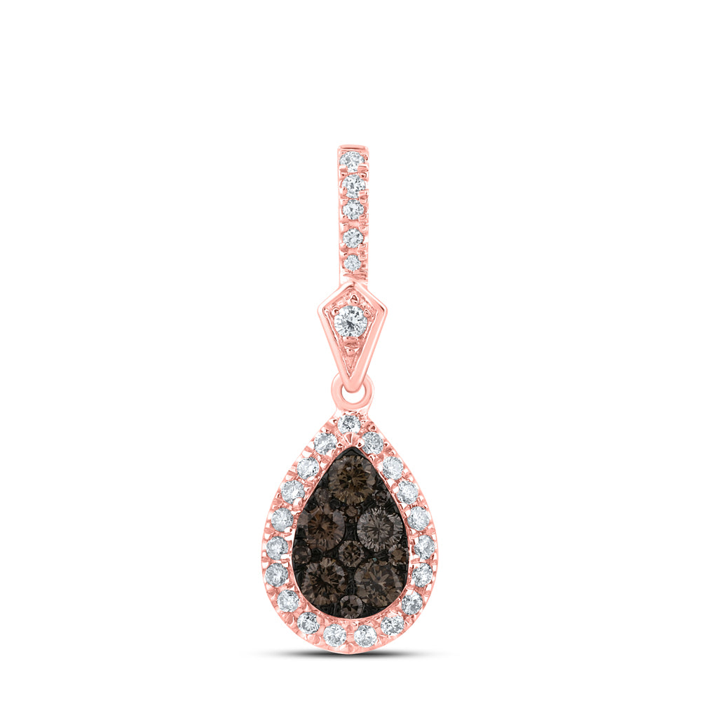 14kt Rose Gold Women's Brown Diamond Pendant 1/2 ctw - view 2