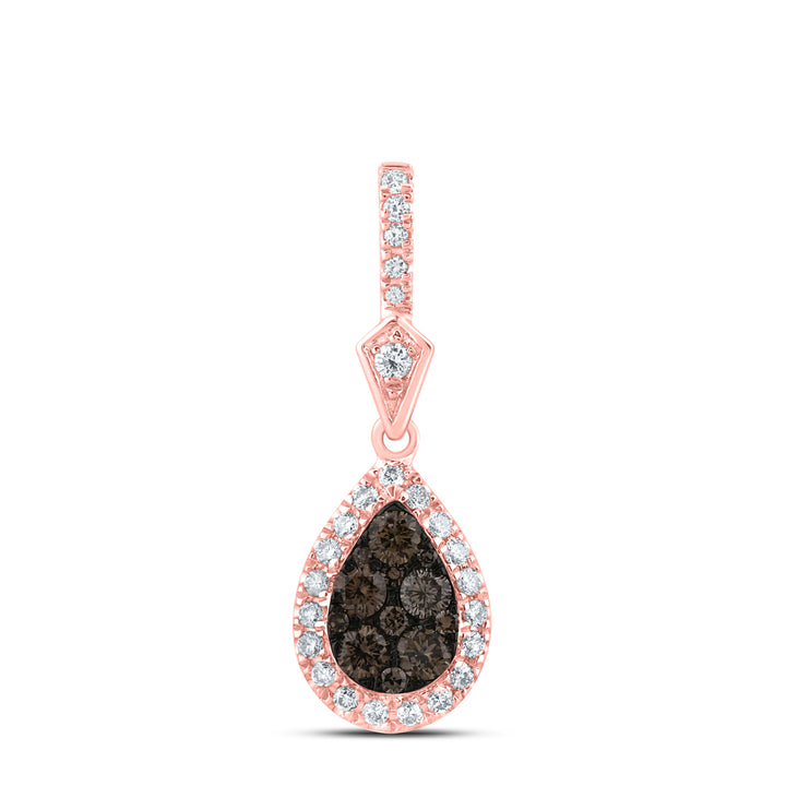 14kt Rose Gold Women's Brown Diamond Pendant 1/2 ctw - view 2
