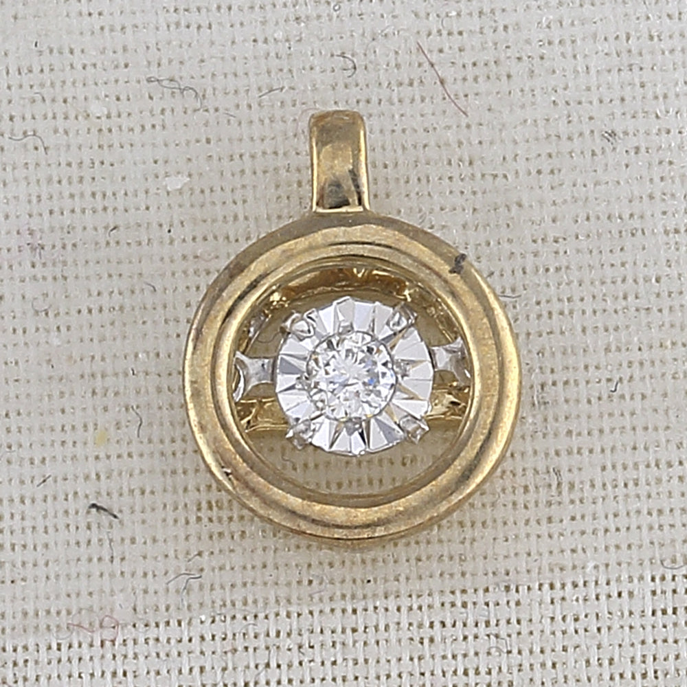10kt Yellow Gold Diamond Pendant 1/20 ctw - view 2