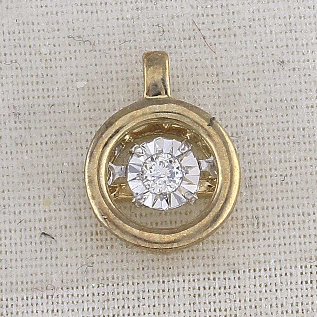 10kt Yellow Gold Diamond Pendant 1/20 ctw - view 2