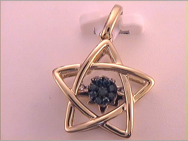 10kt Yellow Gold Blue Diamond Pendant 1/20 ctw
