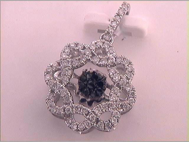 10kt White Gold Colored Black Diamond Pendant 1/3 ctw