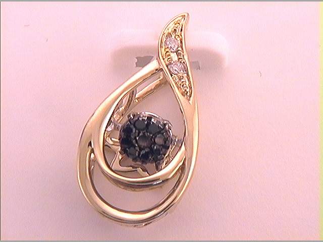 10kt Yellow Gold Women's Colored Black Diamond Pendant 1/20 ctw
