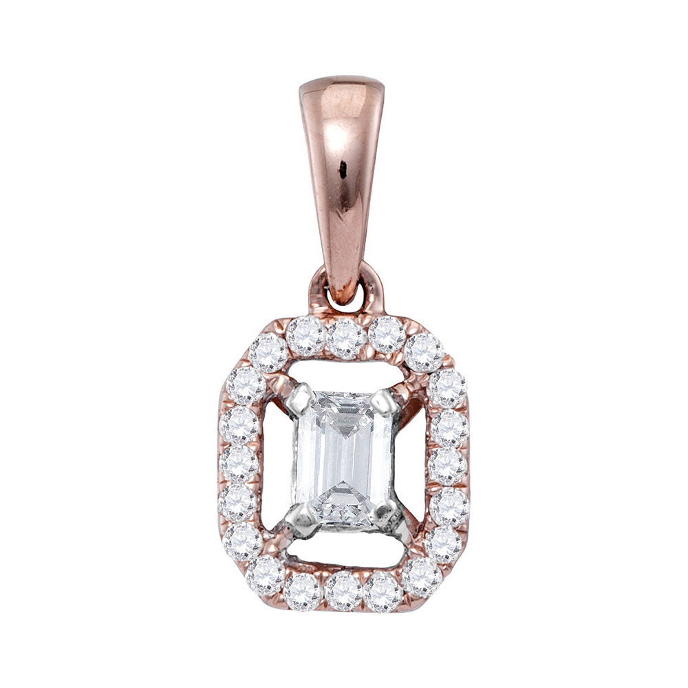 14kt Rose Gold Women's Emerald Diamond Pendant 1/4 ctw
