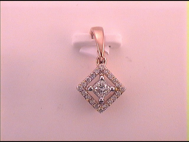 10kt Two-tone Gold Princess Diamond Pendant 1/4 ctw
