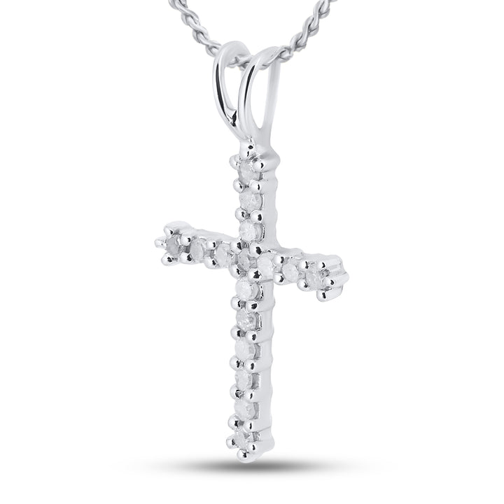 10kt White Gold Women's Diamond Roman Cross Religious Pendant 1/4 ctw