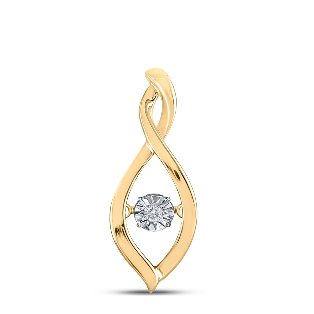 10kt Yellow Gold Women's Diamond Moving Twinkle Solitaire Pendant .03 ctw - view 2