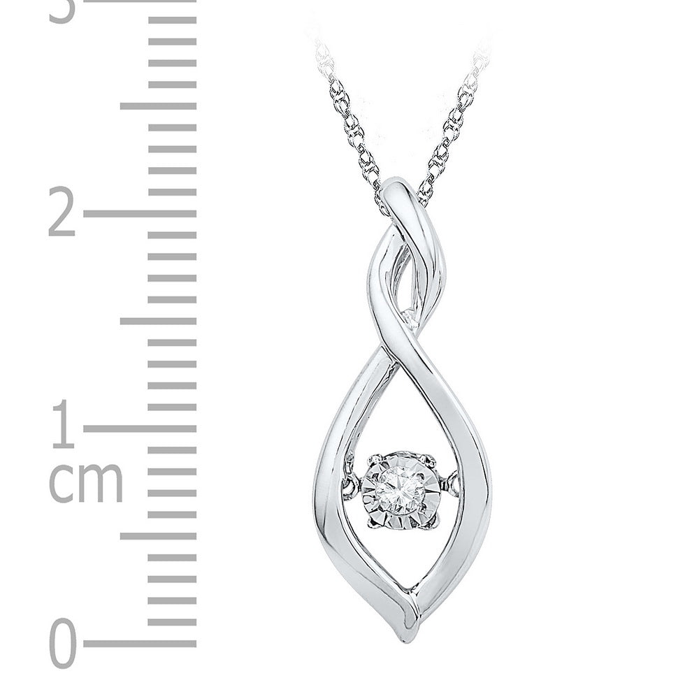 10kt White Gold Women's Diamond Moving Twinkle Solitaire Pendant .03 ctw