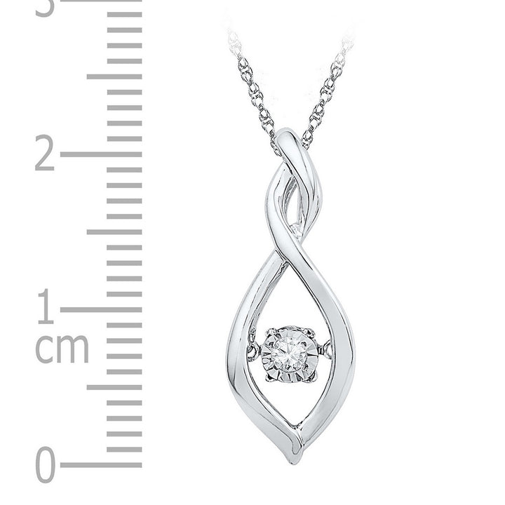 10kt White Gold Women's Diamond Moving Twinkle Solitaire Pendant .03 ctw