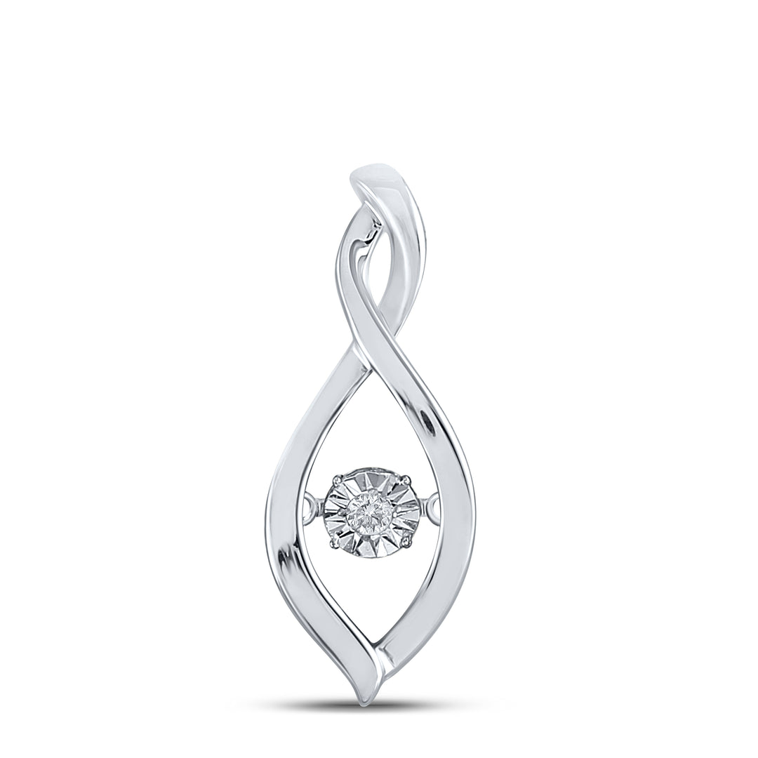 10kt White Gold Women's Diamond Moving Twinkle Solitaire Pendant .03 ctw - view 2