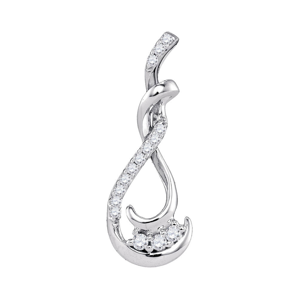 10kt White Gold Women's Diamond Cradled 3-Stone Infinity Pendant 1/5 ctw - view 2