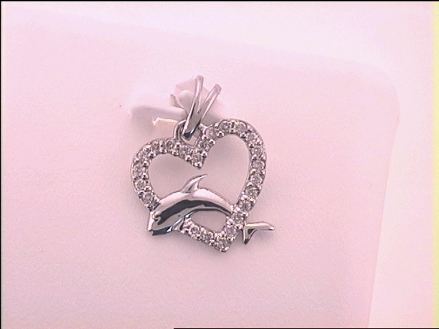14kt White Gold Women's Diamond Heart Pendant 1/6 ctw