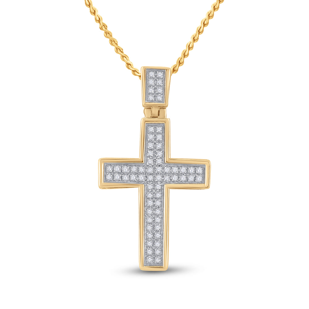 10kt Yellow Gold Women's Diamond Cross Faith Pendant 1/6 ctw - view 2
