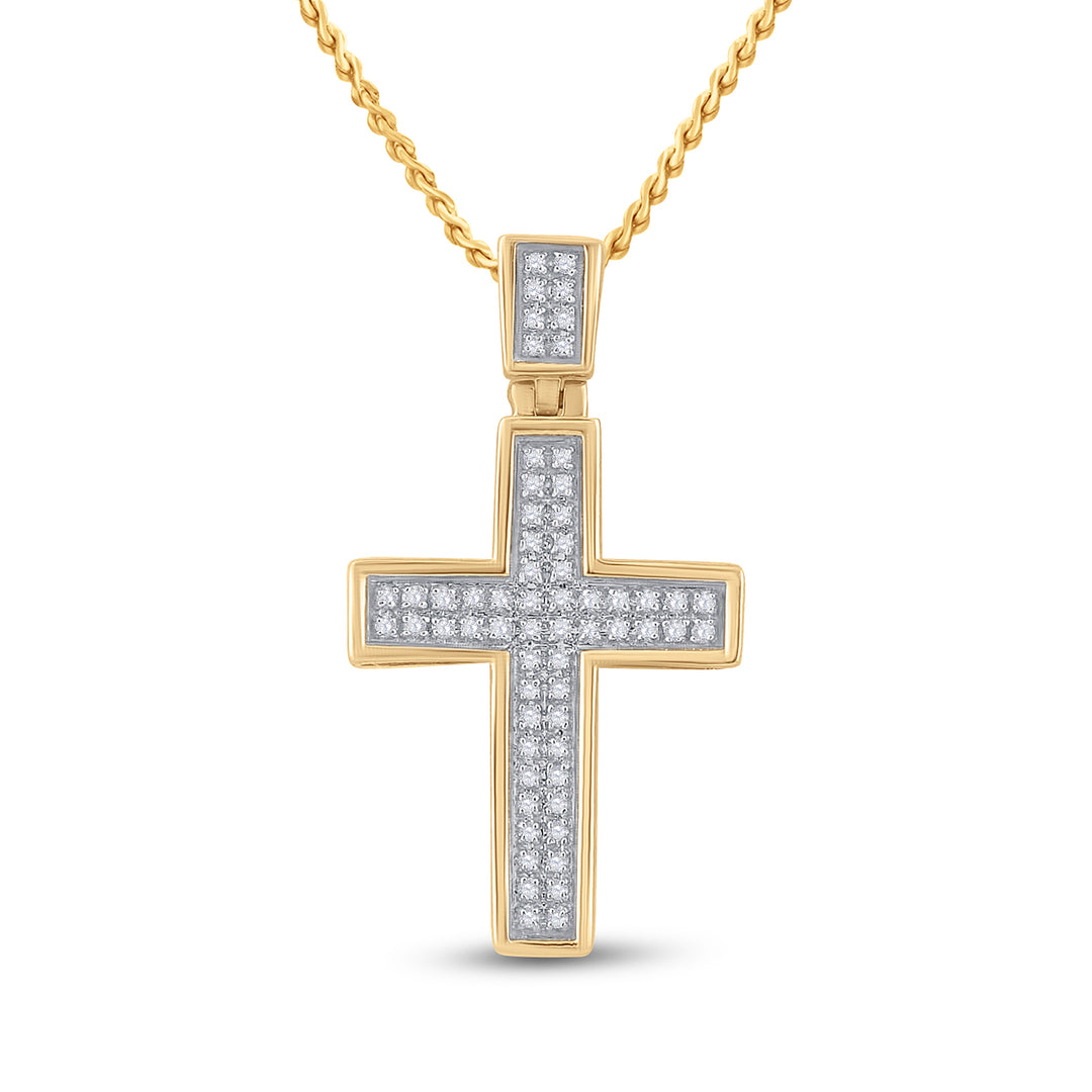 10kt Yellow Gold Women's Diamond Cross Faith Pendant 1/6 ctw - view 2