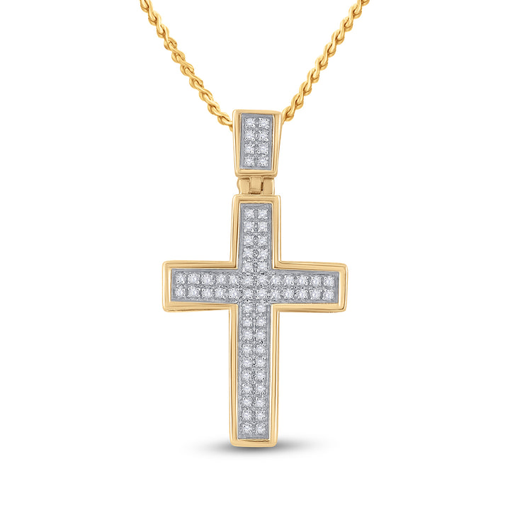 10kt Yellow Gold Women's Diamond Cross Faith Pendant 1/6 ctw - view 2