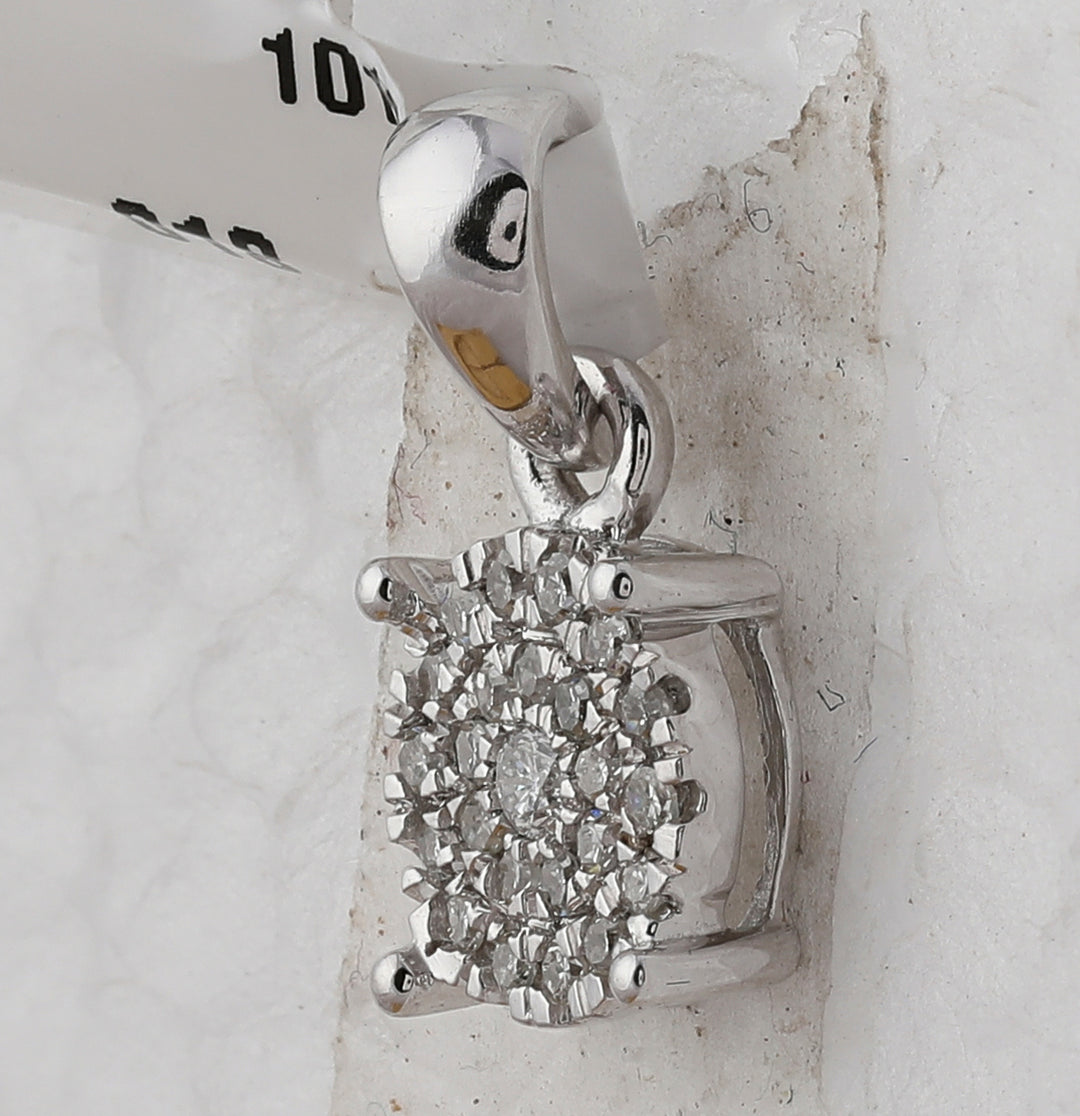 10kt White Gold Women's Diamond Circle Frame Cluster Pendant 1/6 ctw