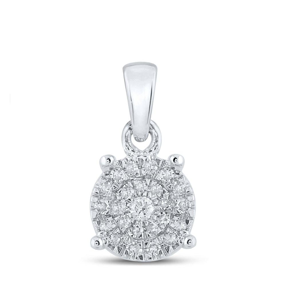 10kt White Gold Women's Diamond Circle Frame Cluster Pendant 1/6 ctw - view 2