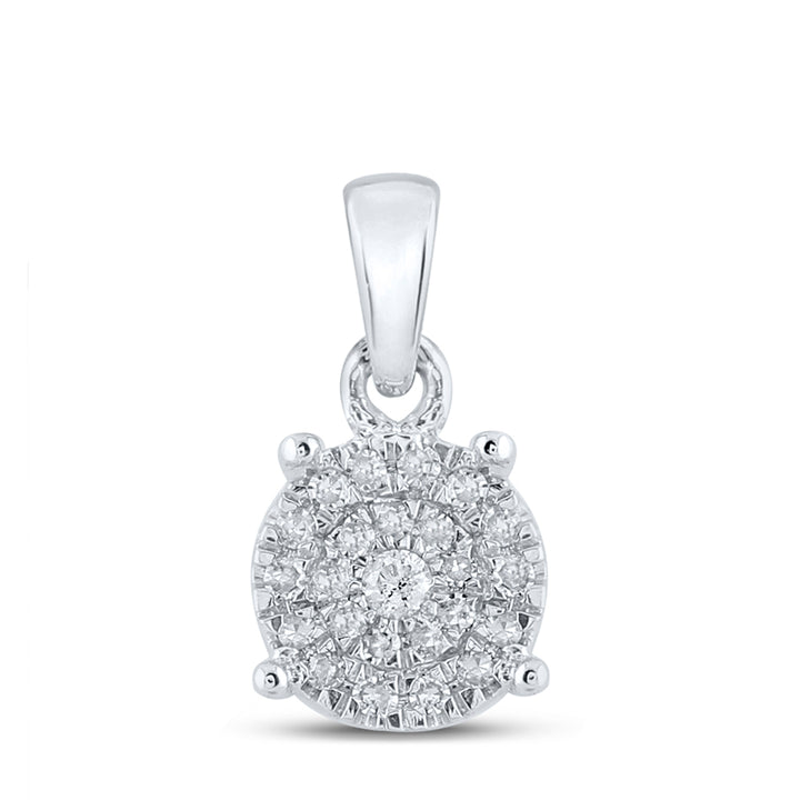 10kt White Gold Women's Diamond Circle Frame Cluster Pendant 1/6 ctw - view 2