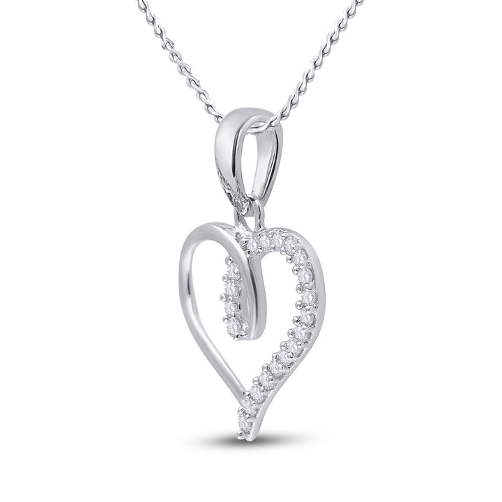 10kt White Gold Women's Round Diamond Heart Pendant 1/10 ctw