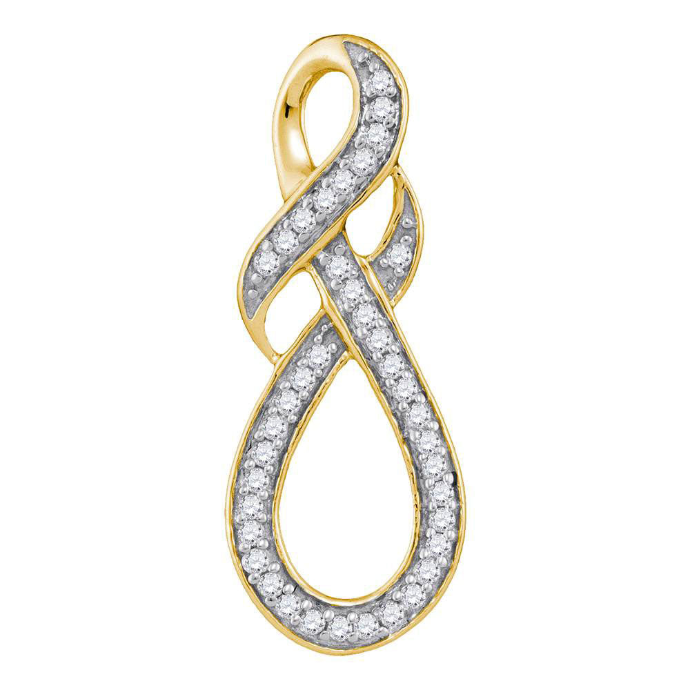 10kt Yellow Gold Women's Diamond Wraparound Infinity Pendant 1/5 ctw