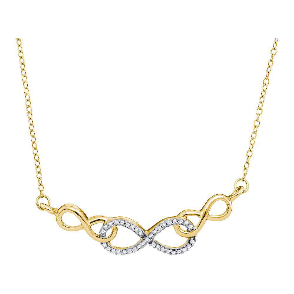 10kt Yellow Gold Women's Diamond Infinity Pendant Necklace 1/5 ctw