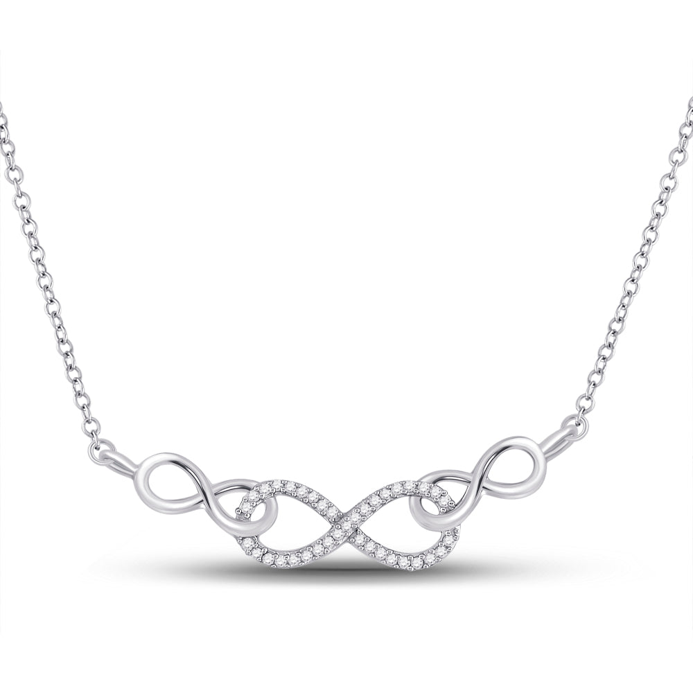10kt White Gold Women's Diamond Infinity Pendant Necklace 1/5 ctw