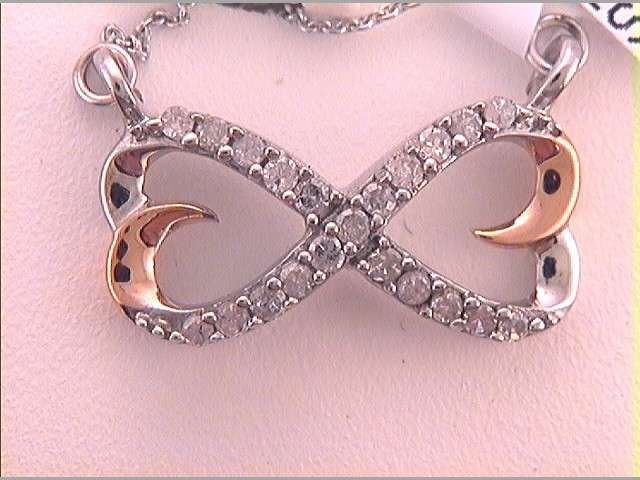 10kt Rose Gold Women's Diamond Infinity Pendant Necklace 1/5 ctw