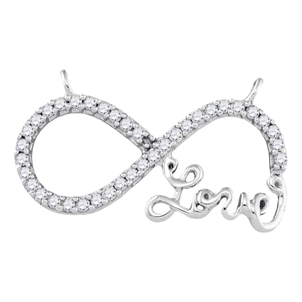 10kt White Gold Women's Diamond Infinity Pendant Necklace 1/5 ctw