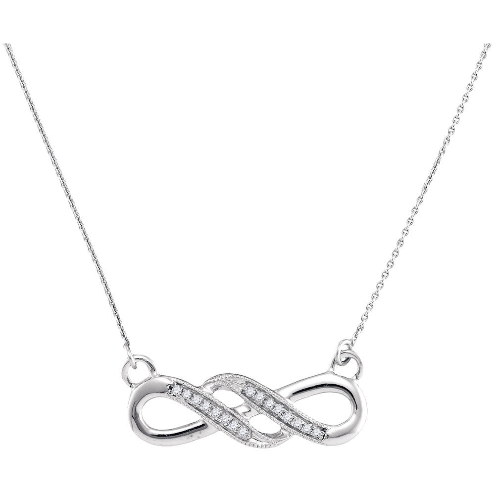 10kt White Gold Women's Diamond Infinity Pendant Necklace 1/20 ctw