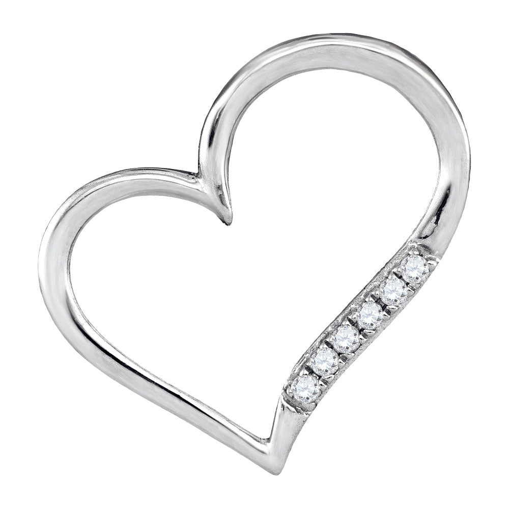 10kt White Gold Women's Diamond Heart Outline Pendant 1/20 ctw
