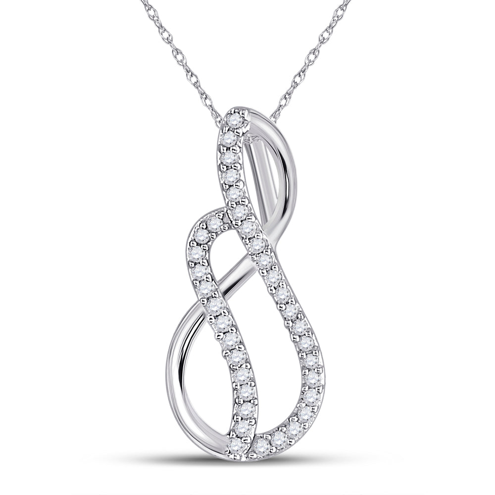 10kt White Gold Women's Round Diamond Infinity Pendant 1/10 ctw