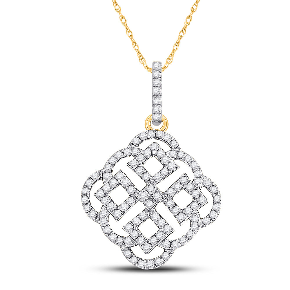 10kt Yellow Gold Women's Diamond Pendant 1/2 ctw