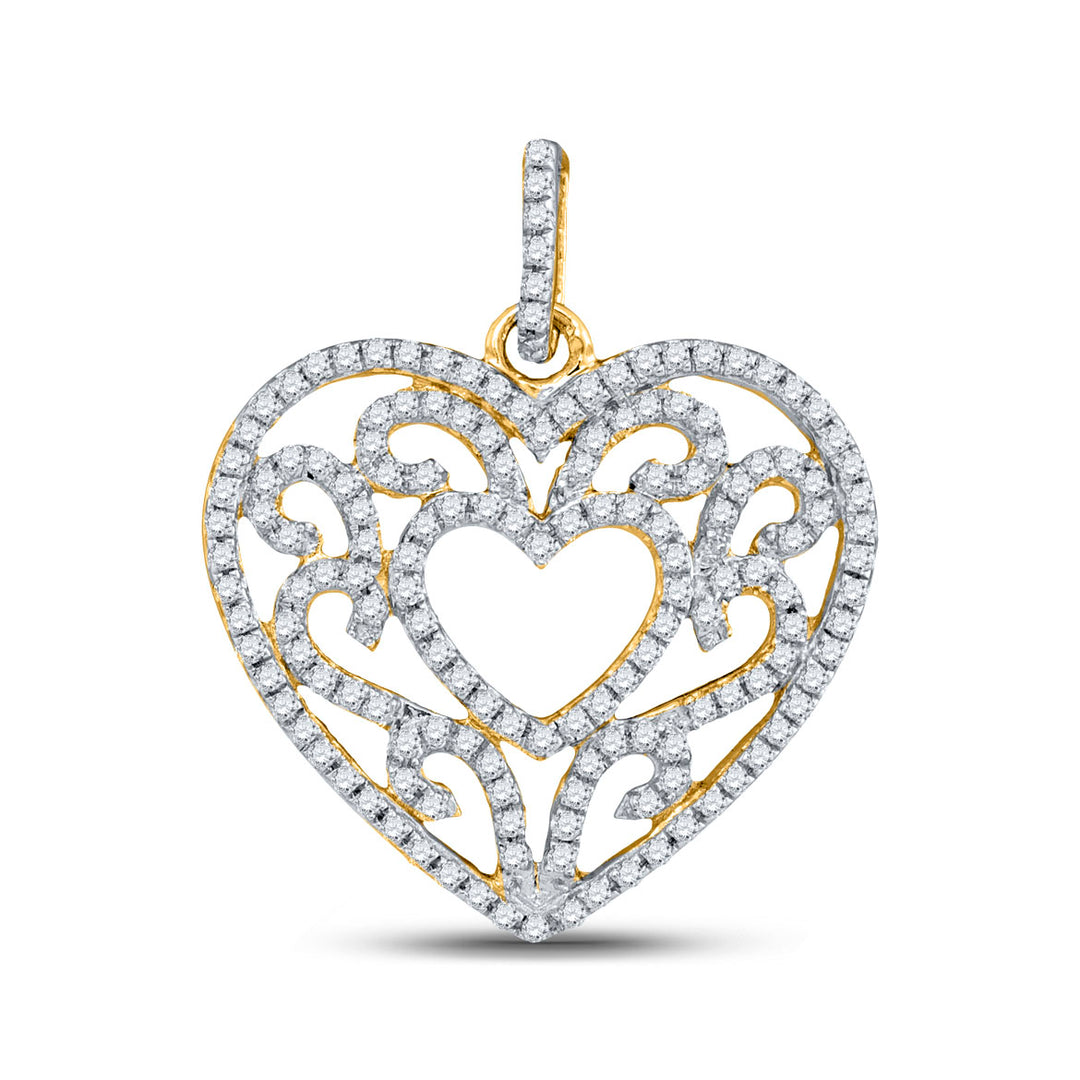 10kt Yellow Gold Women's Diamond Pendant 1/2 ctw