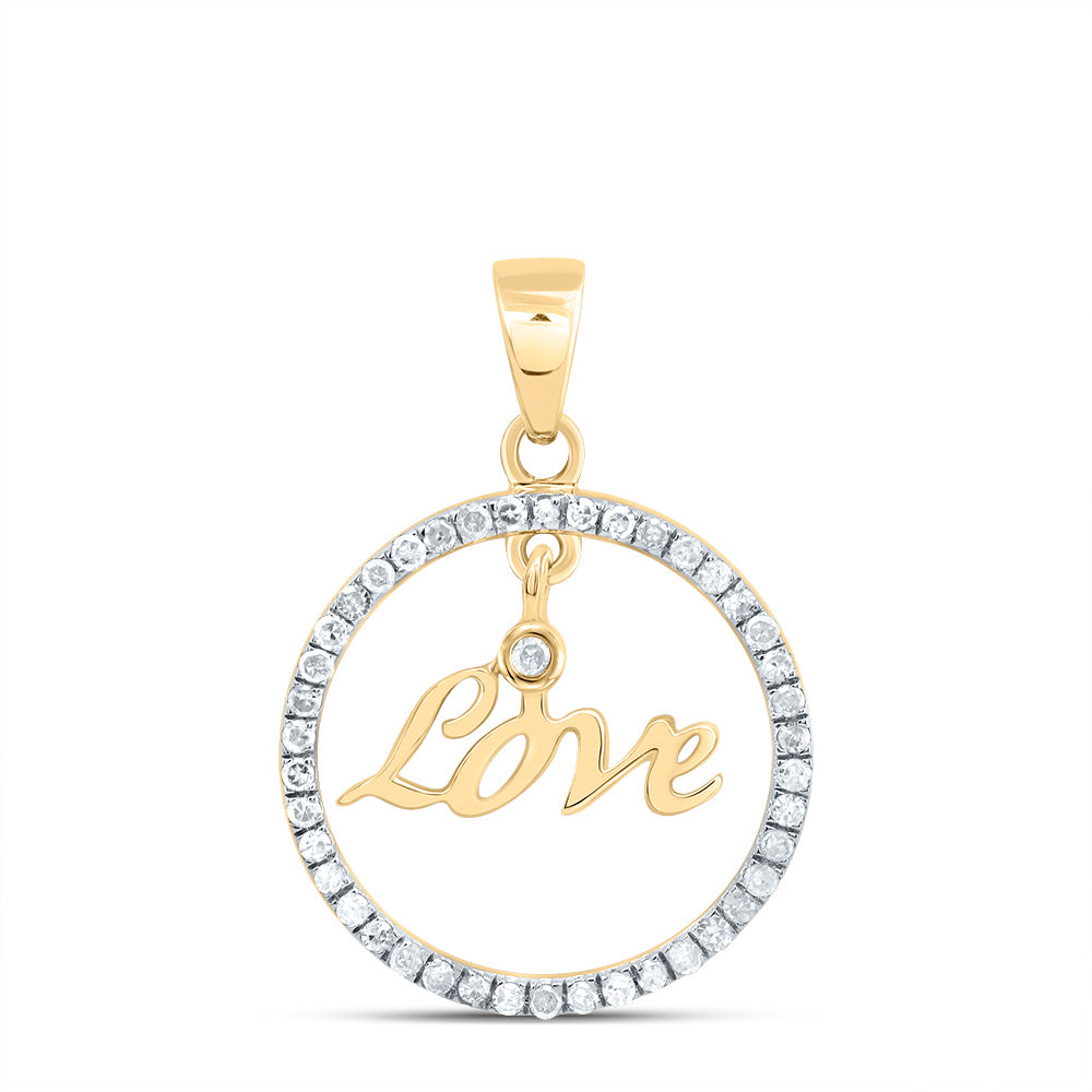 10kt Yellow Gold Womens Round Diamond Heart Circle Pendant 1/4 Cttw