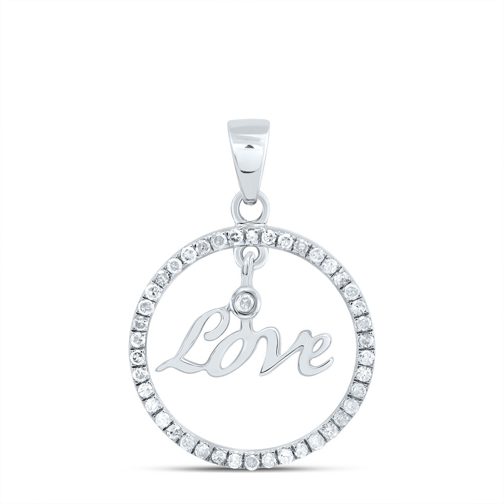 10k White Gold Diamond Women's Circular Captured Love Circle Pendant