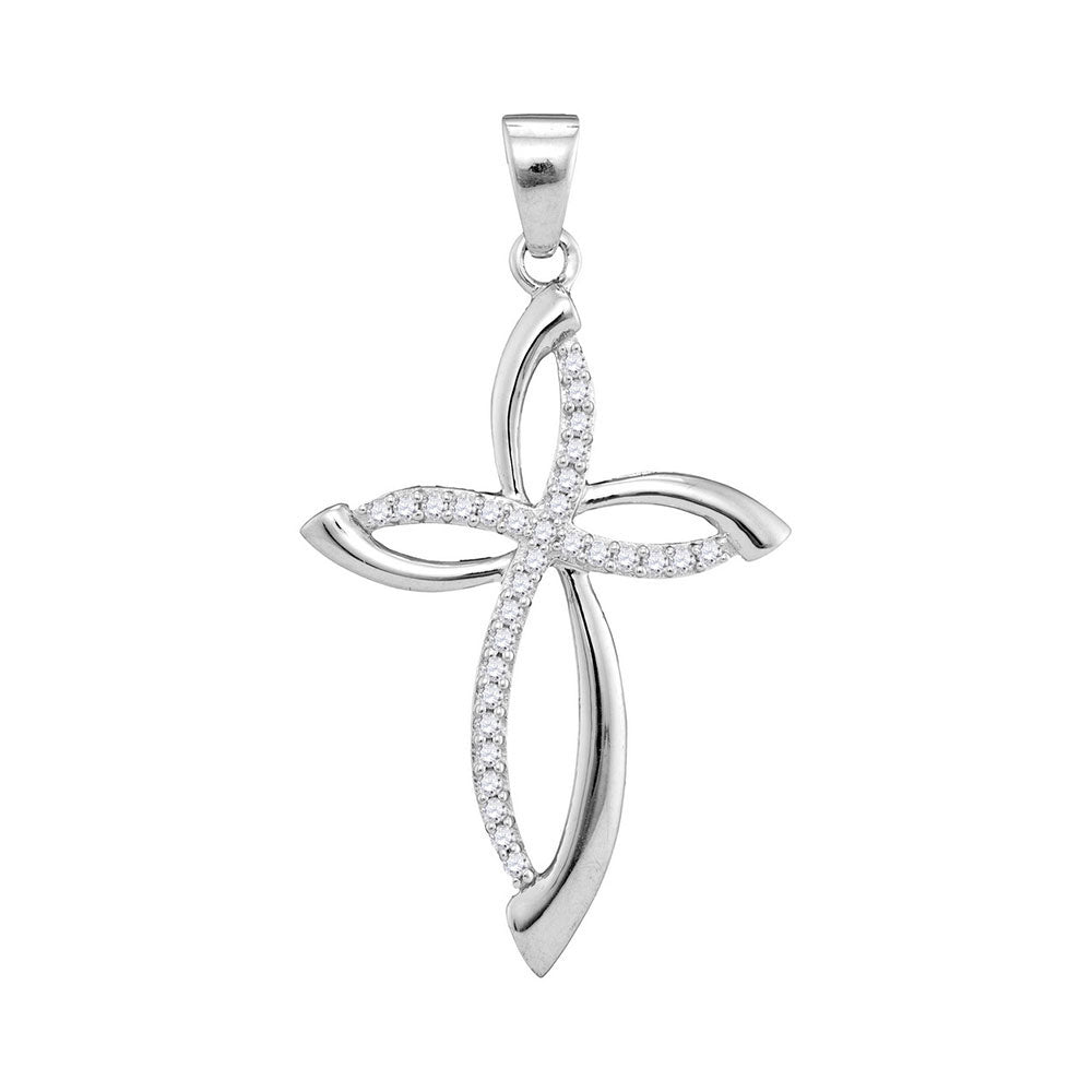 10kt White Gold Women's Diamond Pendant 1/4 ctw