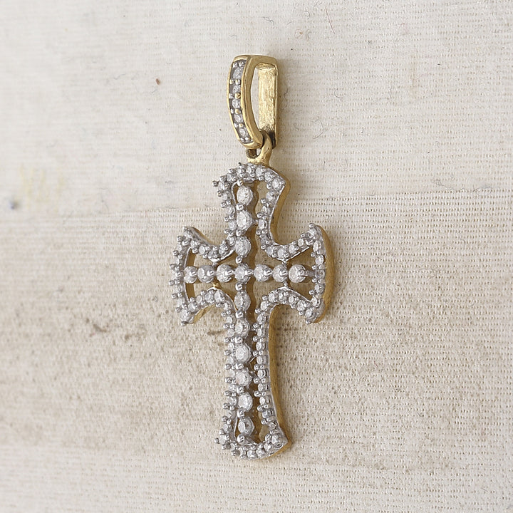 10kt Yellow Gold Women's Diamond Pendant 1/2 ctw