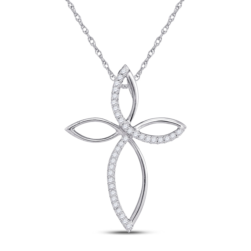 10kt White Gold Women's Diamond Pendant 1/4 ctw