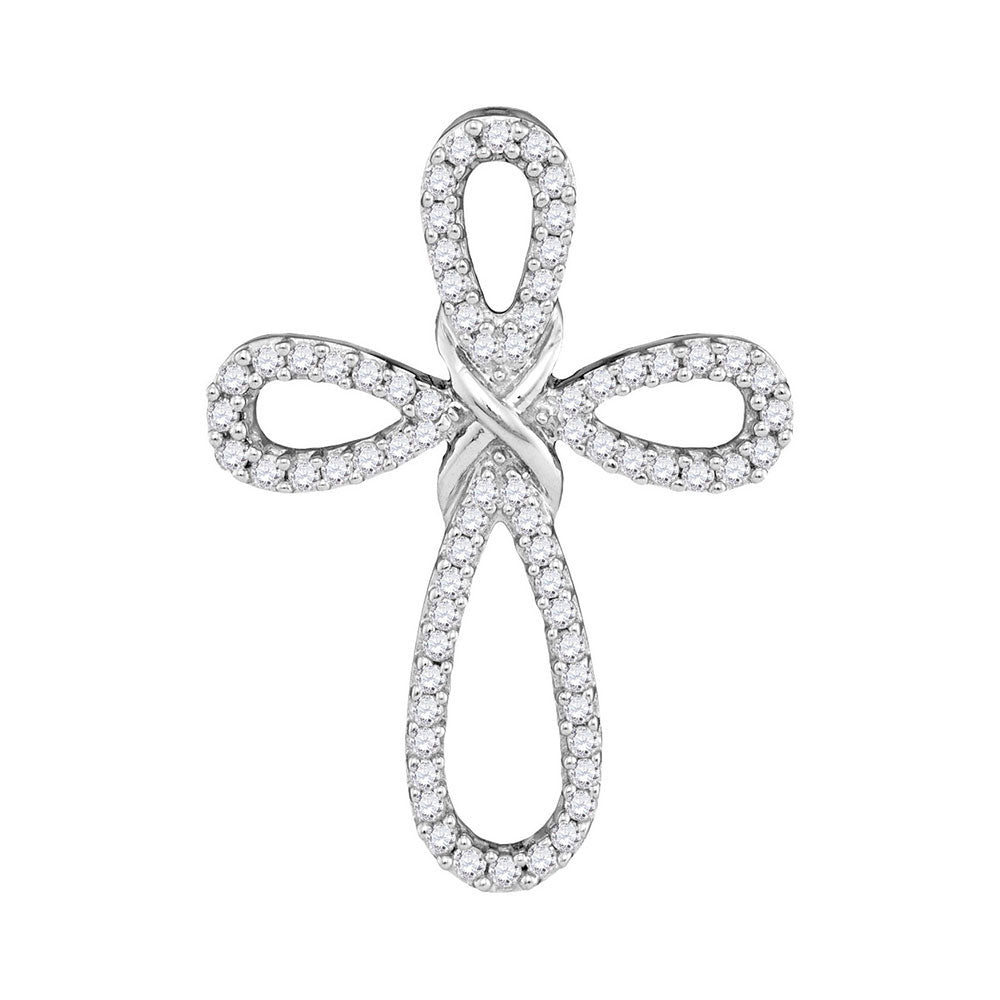 10kt White Gold Women's Diamond Pendant 1/3 ctw