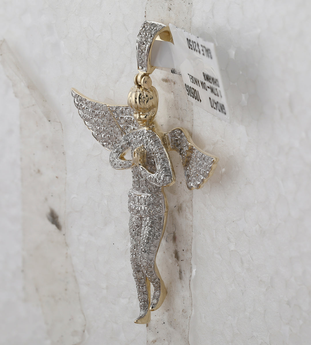 10kt Yellow Gold Men's Diamond Angel Wings Cherub Charm Pendant 1 ctw